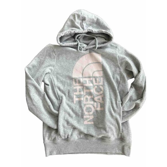 The North Face Tops - THE NORTH FACE Women's Trivert Pullover Hoodie Grey Pink Logo Small